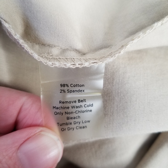 Talbots Khaki Stretch Safari Belted Button Front Shirt Dress Size 6 - Picture 7 of 15